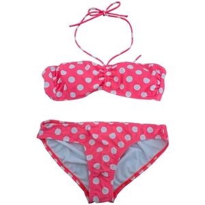 🩷 Op Pink & White Polka Dot Bandeau Bikini Large Top Medium Bottom Coral Freeze